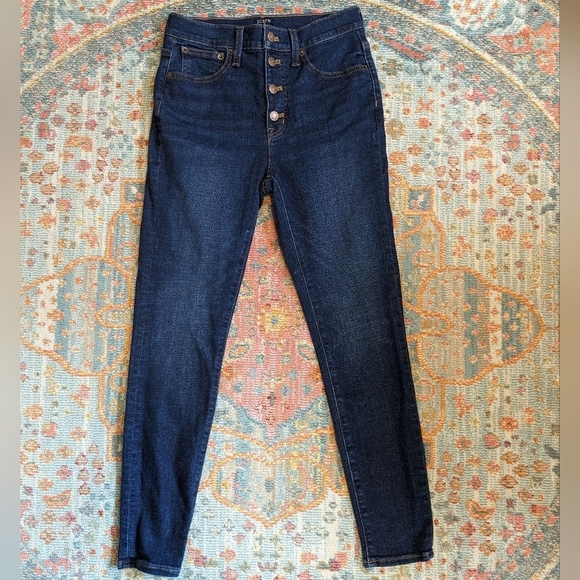 J. Crew 10" High Rise Skinny Button Fly Dark Wash Jean Size 27 - Picture 1 of 11